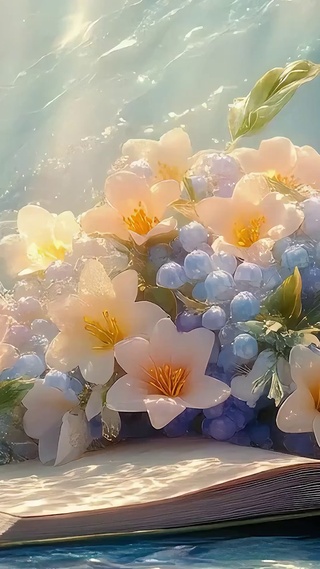 护眼小清新花草带鱼屏