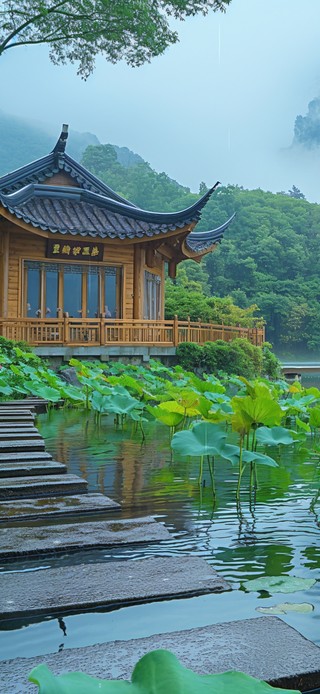 雨中荷塘