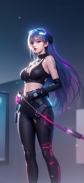 赛博朋克长发女生