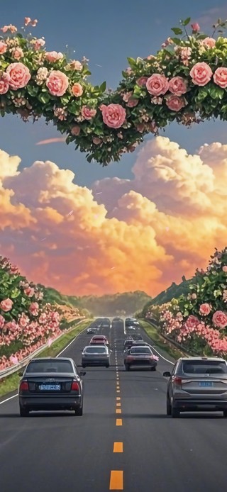 花漾壁纸|爱心公路