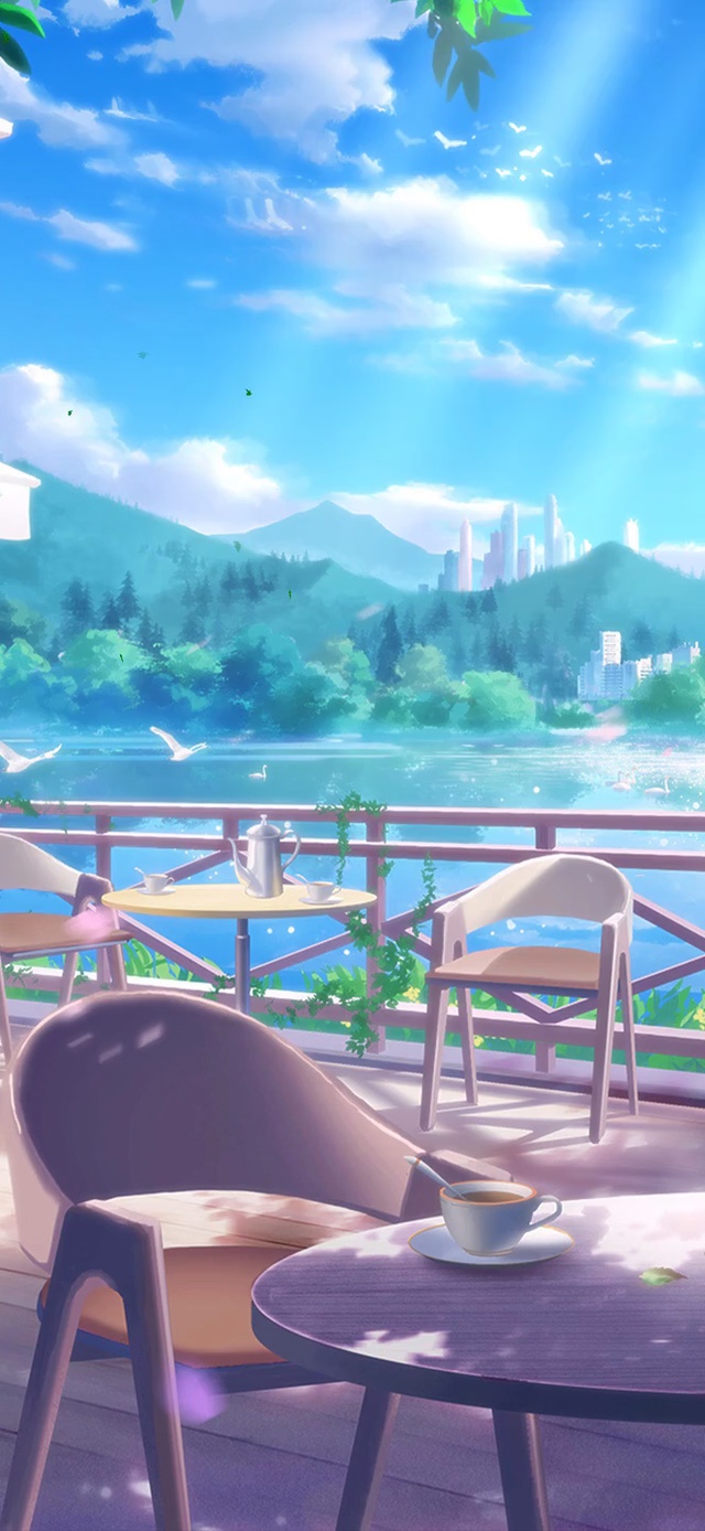 唯美治愈天鹅湖休息区