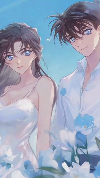 浪漫蓝花海二次元情侣
