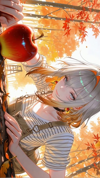 秋日枫林少女嘉贝莉娜