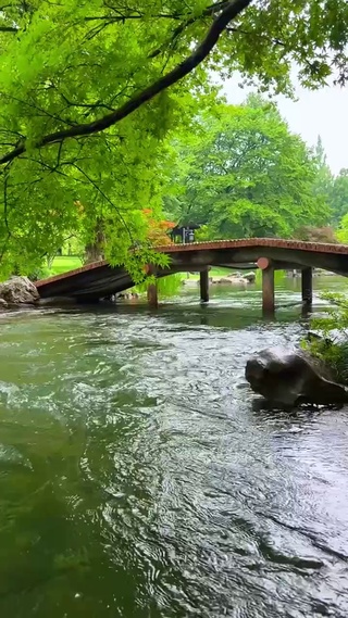 流水潺潺，好美的景色