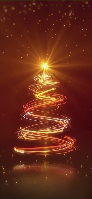 雪花飘落粒子圣诞树(无限循环)