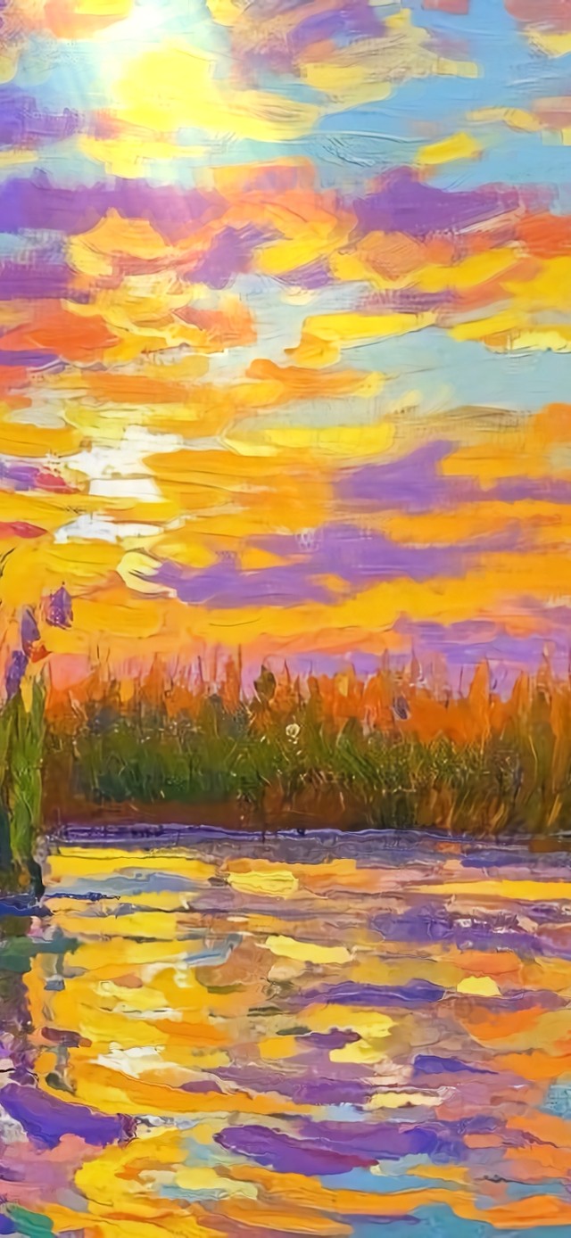 花漾壁纸|芦苇荡晚霞湖面