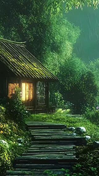 雨天树木