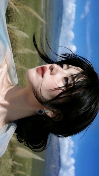 晴空旷野清新唯美美女