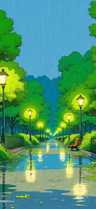 护眼雨天小路