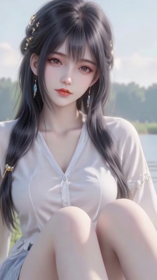畔边的白衫少女