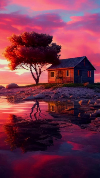 湖中小屋