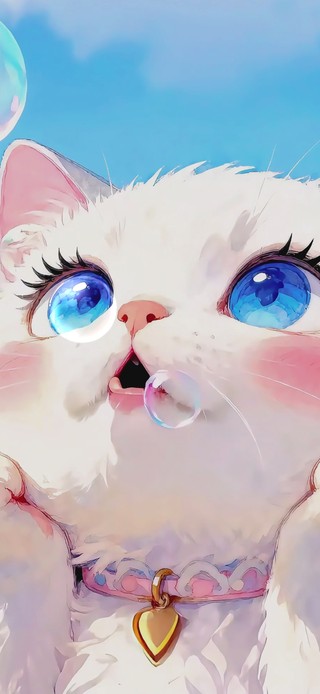 吹泡泡的猫
