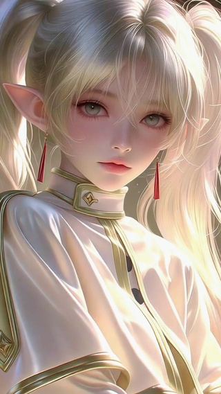 银发精灵二次元美少女