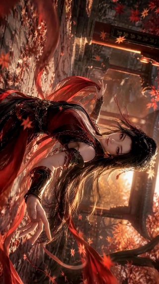 古风红衣飒爽美少女