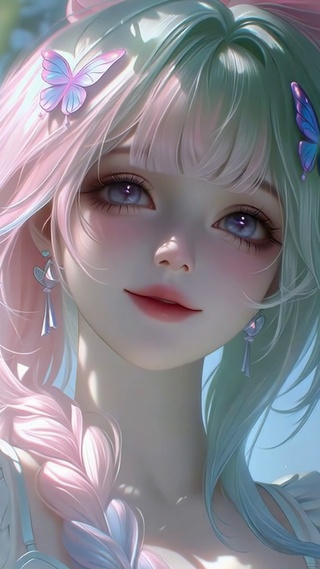 青柠树下的粉发少女