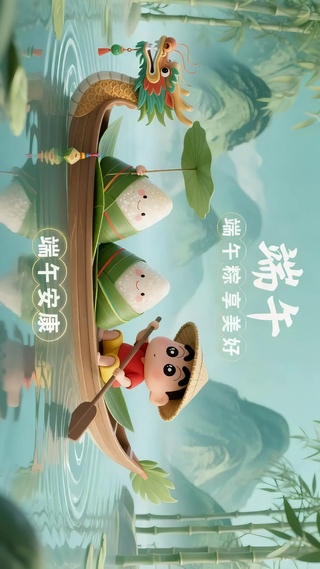端午划龙舟小新