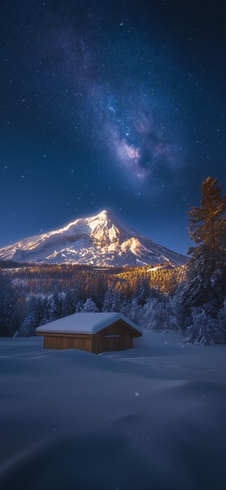 北极雪夜星空