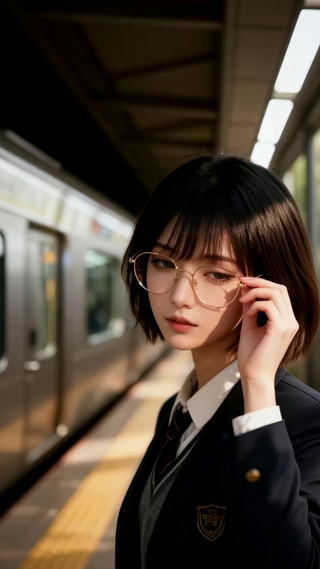 轻轨站旁的少女