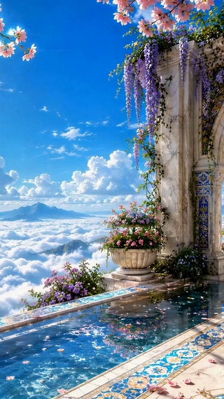 云端樱花长廊梦幻风景
