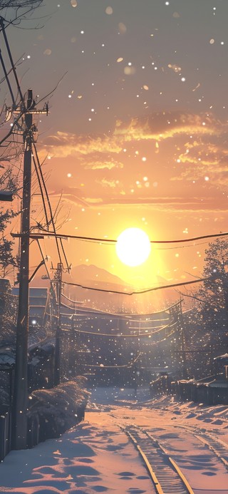 雪中傍晚街道