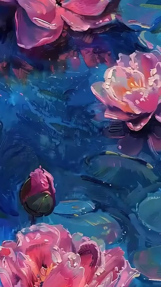 护眼池塘荷花桌面主题