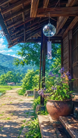 风铃与稻田