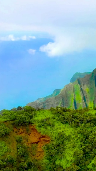 航拍夏威夷高山海岸