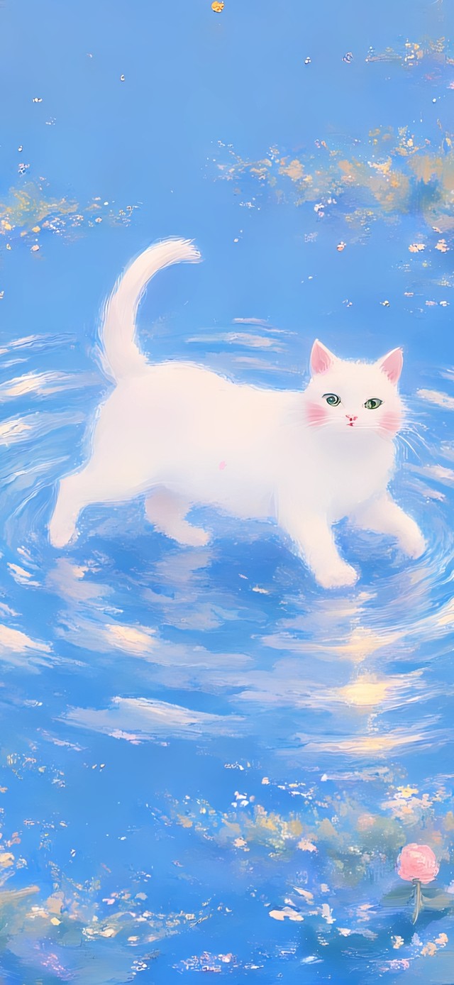 水中的猫咪