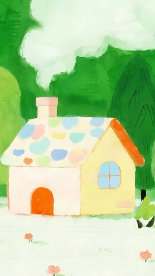 护眼绿景小清新小人物