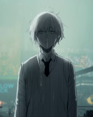 一个伤感男孩淋雨