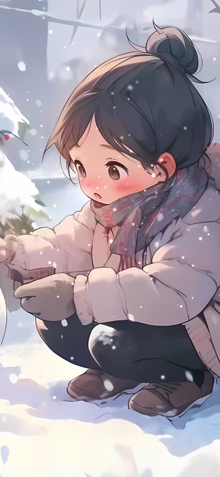 下雪天堆雪人