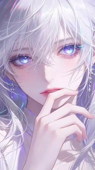 星空白发蓝瞳少女