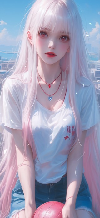 海边露台少女