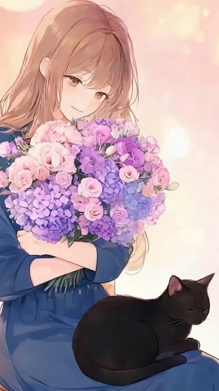 女孩与猫咪