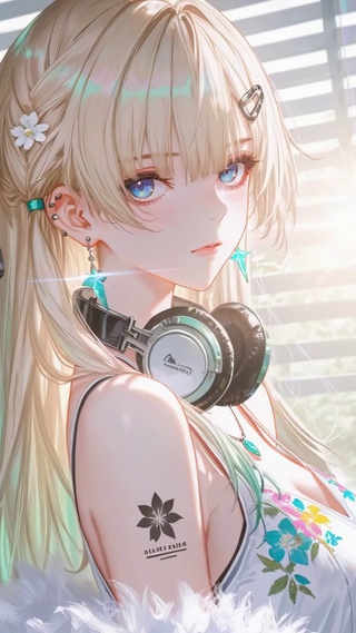 百叶窗下的蓝瞳少女琳奈