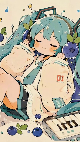 蓝莓初音惬意听歌日常