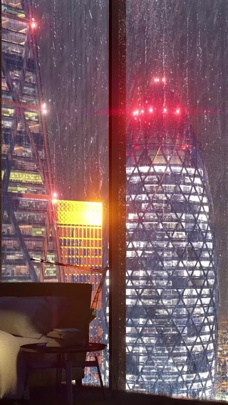 繁华都市夜雨