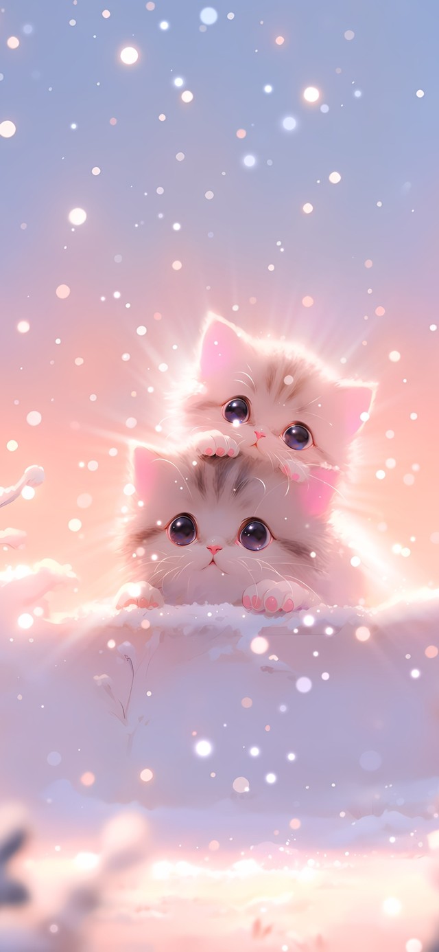 治愈唯美雪地猫猫(动物手机动态壁纸) - 动物手机壁纸下载 - 元气壁纸