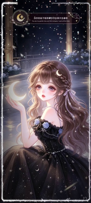 二次元可爱森紫星月少女