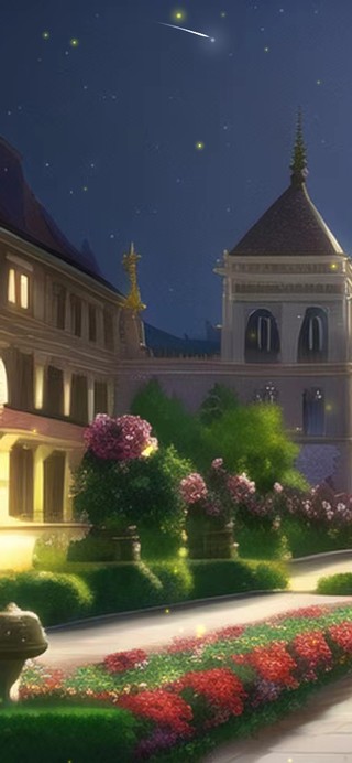 夜晚的欧式庭院