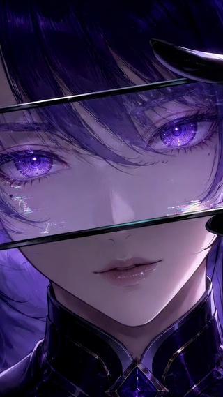 紫发赛博二次元美少女