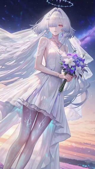 花田星空婚纱白发美少女