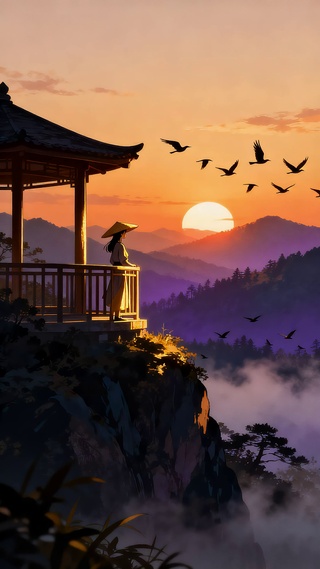 落日依山尽