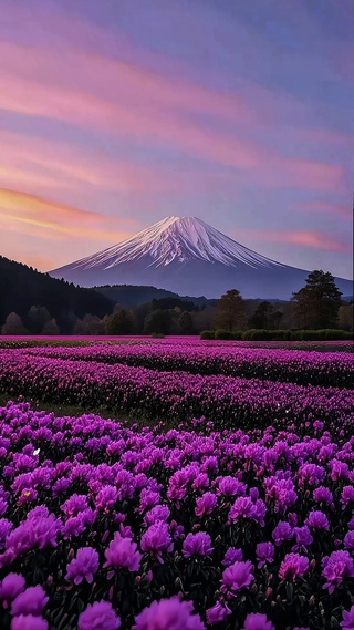 晚霞花海