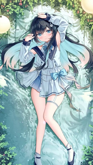 可爱溪边少女