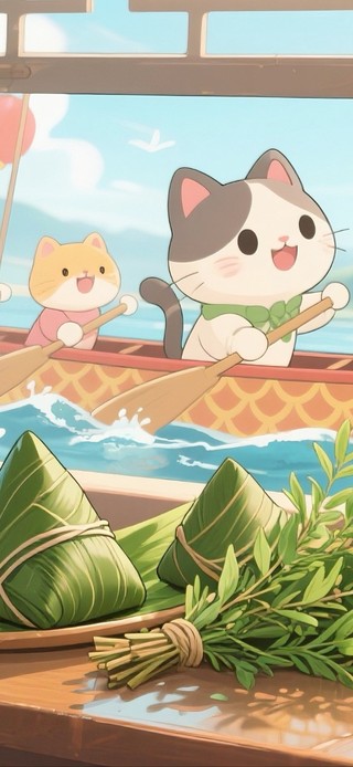 赛龙舟的猫猫们
