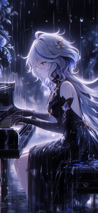 雪墨壁纸丨芙宁娜丨幽雨琴韵丨
