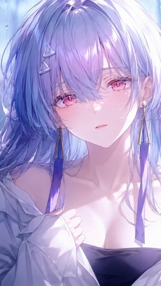 雨天窗边紫发美少女莫宁