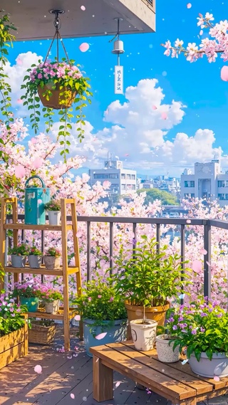 城市樱花阳台