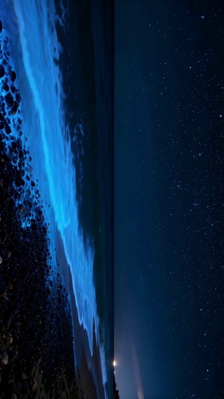 梦幻蓝眼泪星空海岸夜景